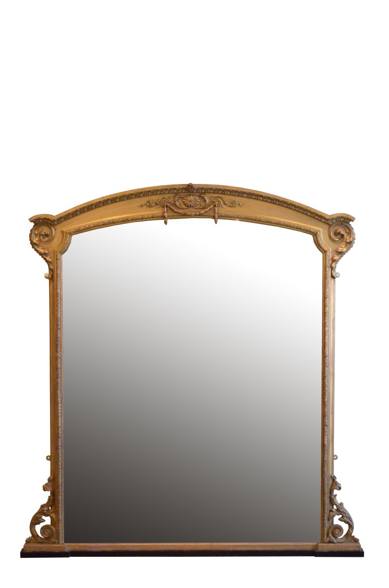 Large Antique Wall Mirror Overmantle Mirror H170cm